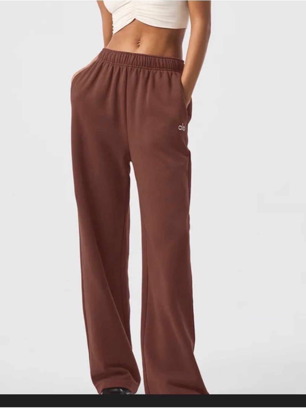 ALO Yoga Brown Wide-Leg Track Pants